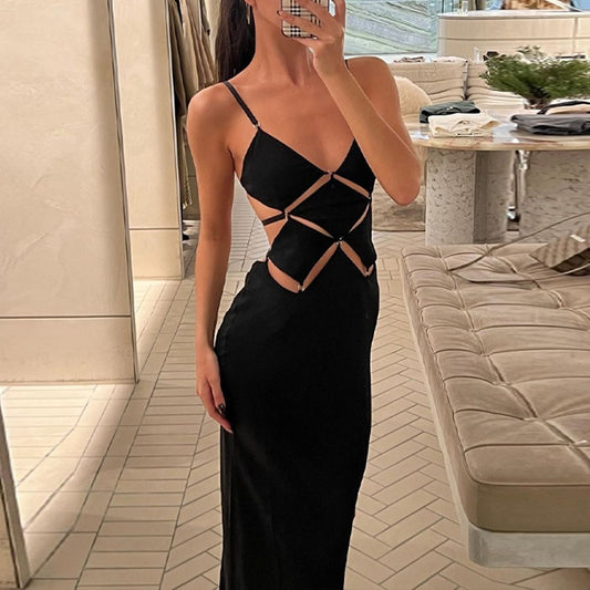 Corina Maxi Cut-out Backless Dress - Black