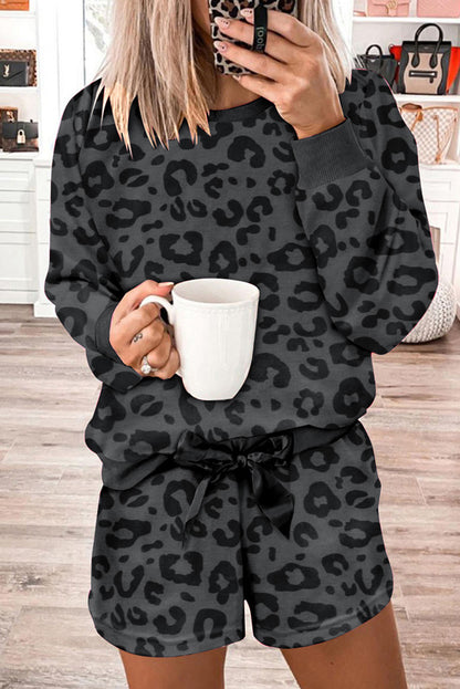 Lani Long Sleeve Grey Leopard Set