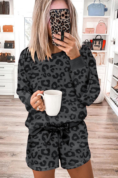 Lani Long Sleeve Grey Leopard Set