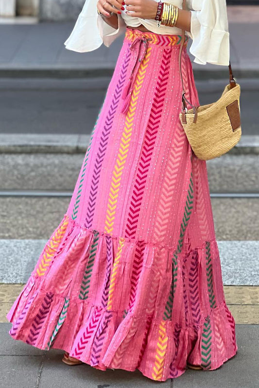 Lo Pink Boho Maxi Skirt